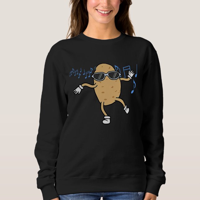Sweatshirt Potatoe Dancing Around Music Notes Musician Cookin (Devant)