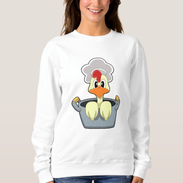 Sweatshirt Poulet avec pot à Cuisine (Devant)