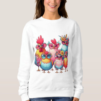 Sweatshirt Poulet branché avec lunettes T-shirt femme