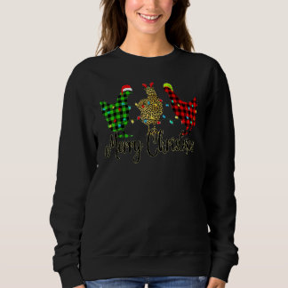 Sweatshirt Poulet Joyeux Noël Rouge Vert Carreaux Léopard Pyj