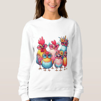 Sweatshirt Poulets lunaires avec du verre - T-shirt femme