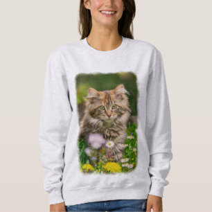 Sweatshirt Pré mignon de fleur de chat de chaton de ragondin