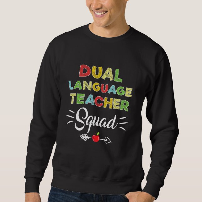 Sweatshirt Premier Jour De L'École Cool Deux Langues Enseigna (Devant)