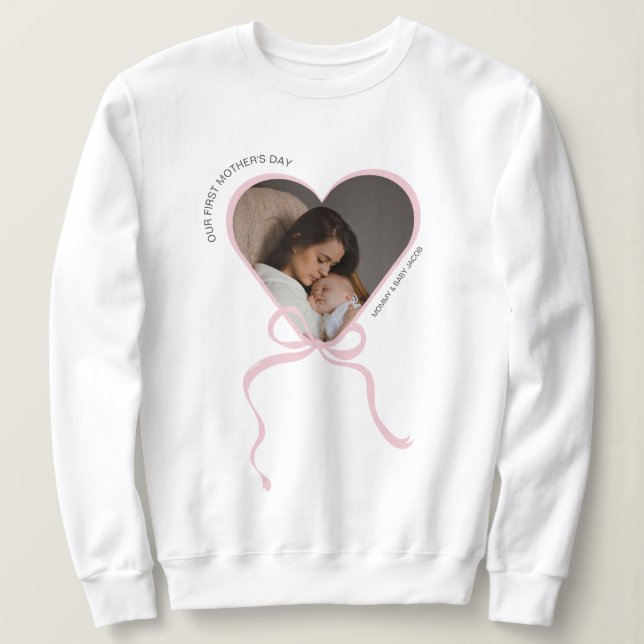 Sweatshirt Première fête des mères photo personnalisée forme  (Design devant)