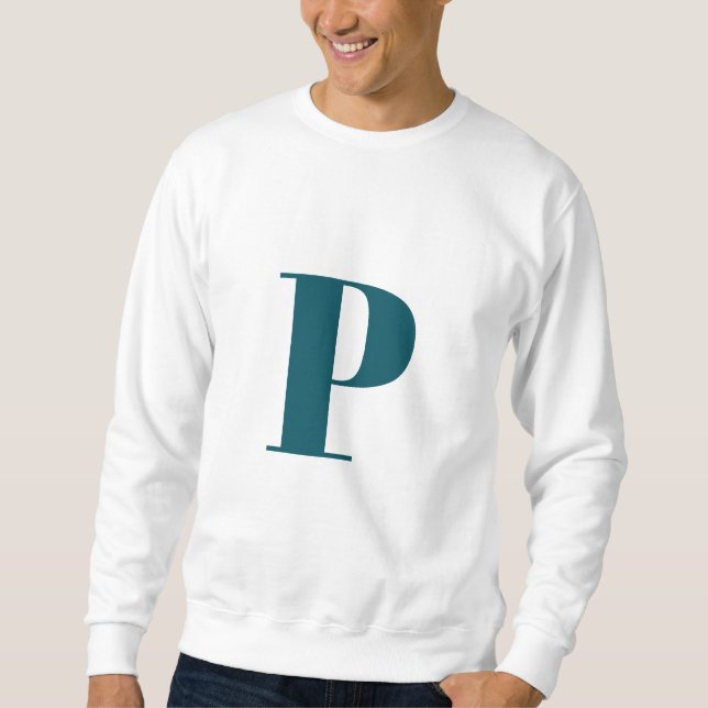 Sweatshirt Première lettre | Teal Monogram Modern Stylish Coo (Devant)