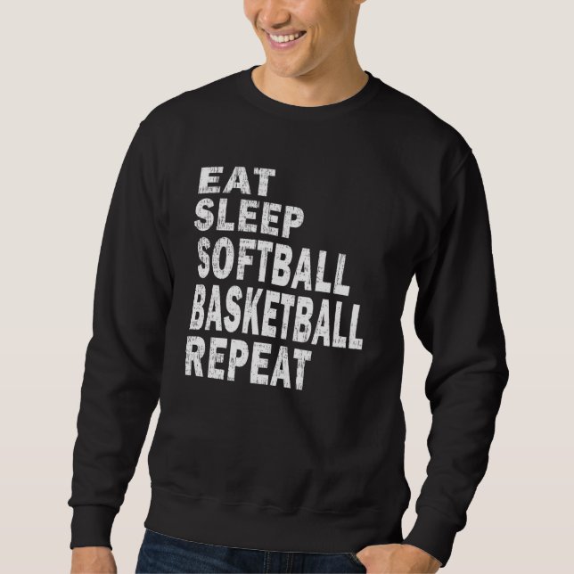 Sweatshirt Present Eat Sleep Softball Basketball Repeat Boys (Devant)