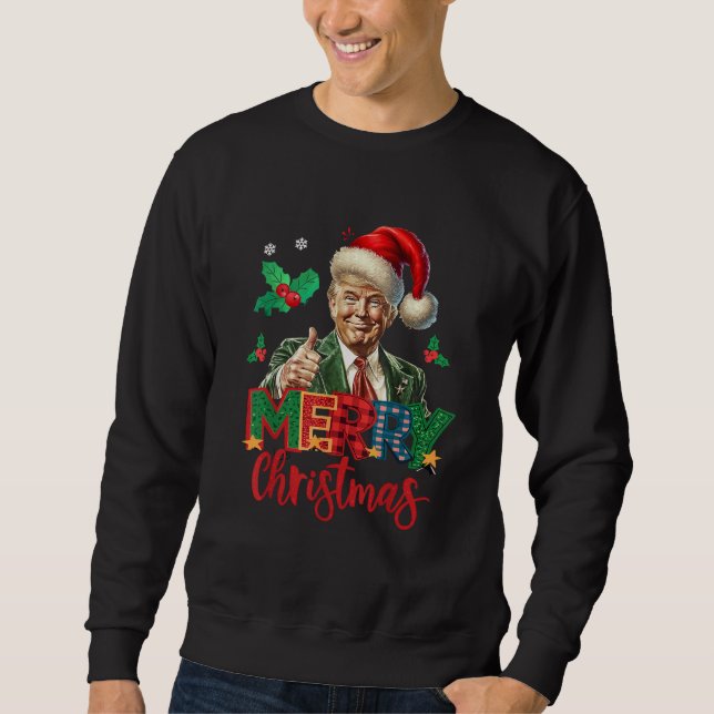 Sweatshirt Président Trump 2024 Joyeux Noël Trump Fan (Devant)