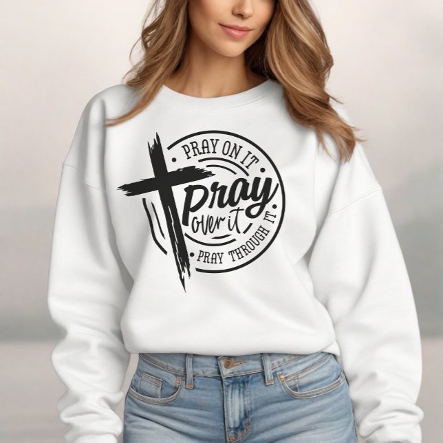 Sweatshirt Priez Sur Elle Croix Chrétienne Bible Verse (Express your faith with style and confidence with our meaningful religious design sweatshirt.)