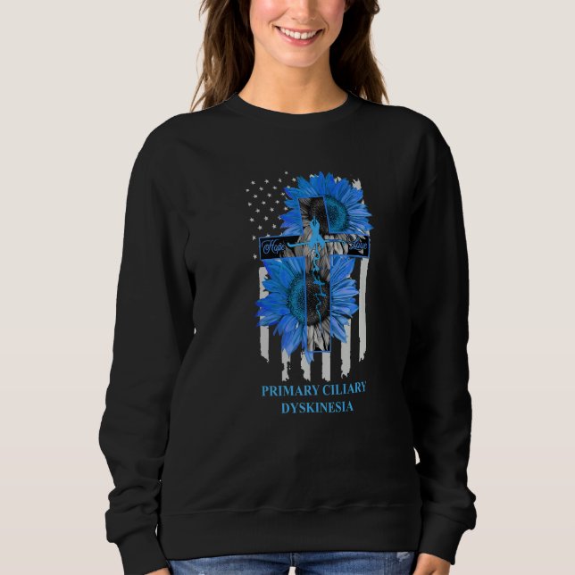 Sweatshirt Primary Ciliary Dyskinesia Faith Hope Love US Flag (Devant)