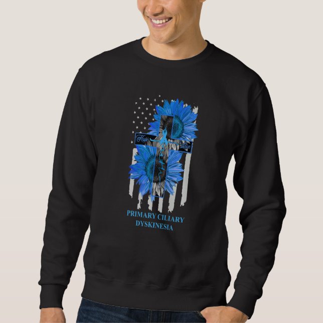 Sweatshirt Primary Ciliary Dyskinesia Faith Hope Love US Flag (Devant)