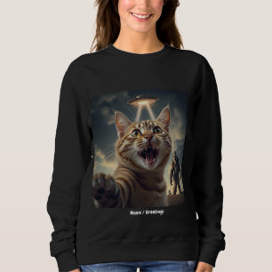 Sweatshirt Prise de Selfie Chat avec OVNI et Bigfoot Drôle ca