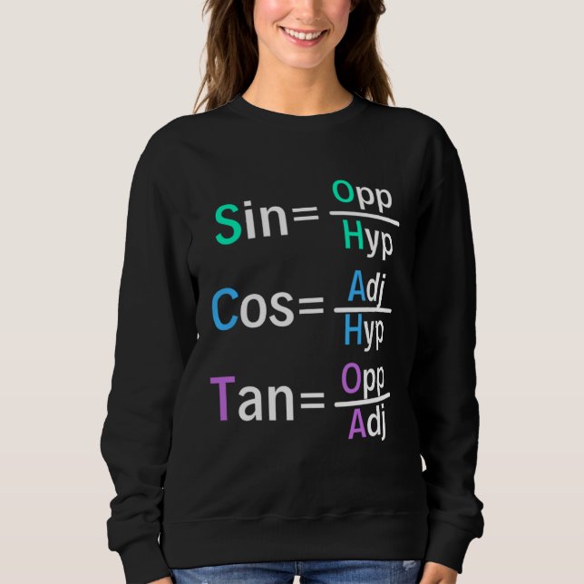 Sweatshirt Prof de maths Trigonométrie SOH CAH TOA Géométrie (Devant)