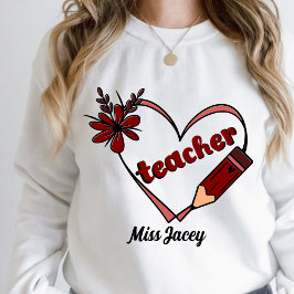 Sweatshirt Professeur de coeur personnalisé Saint Valentin