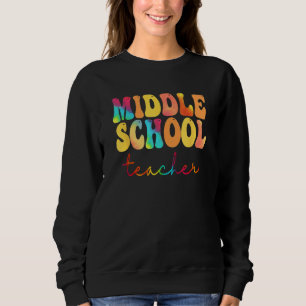 Sweatshirt Professeur de collège Rétro Groovy Joyeux Premier