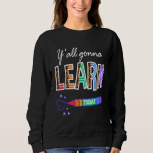 Sweatshirt Professeur Leopard Premier Jour De L'École Y'All G
