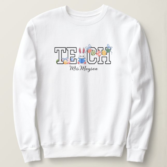 Sweatshirt Professeur&Unique Lapin de Pâques et Livre (Design devant)