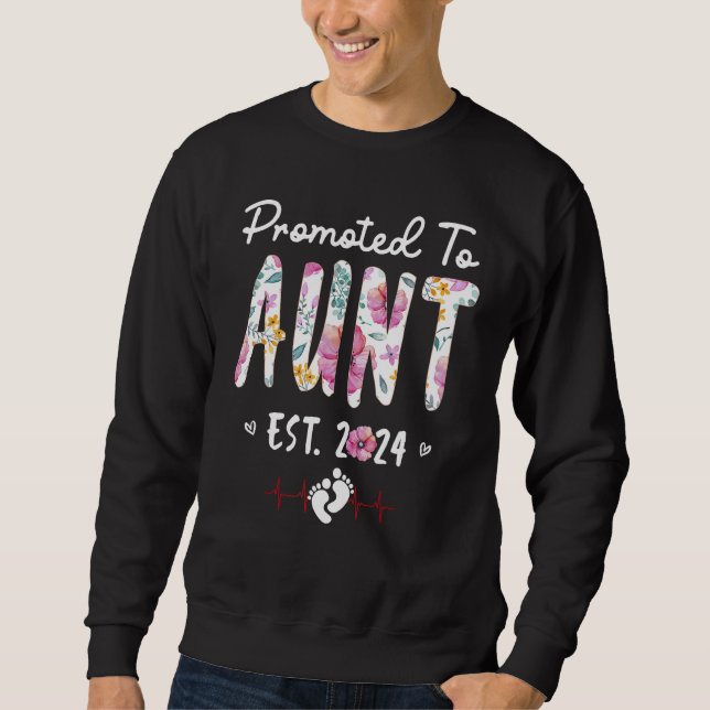 Sweatshirt Promoted To Aunt 2024 First Time New Aunt Pregnanc (Devant)