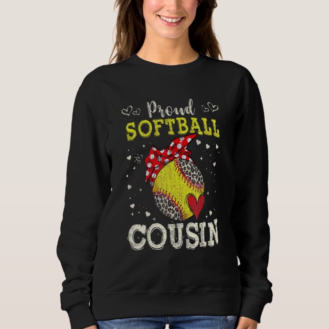 Sweatshirt Proud Softball Cousin Leopard Game Day Spirit Play (Devant)
