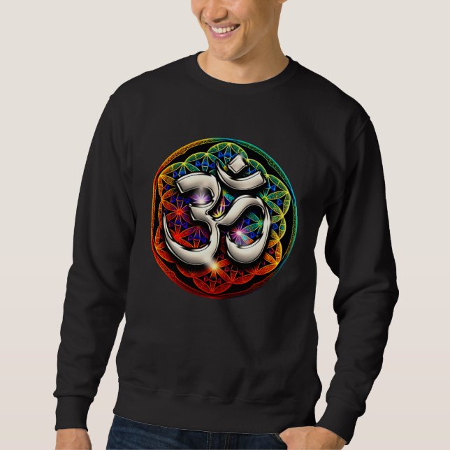Sweatshirt Psychedelic Om Zen Symbol Flower Of Life Buddhist  (Devant)