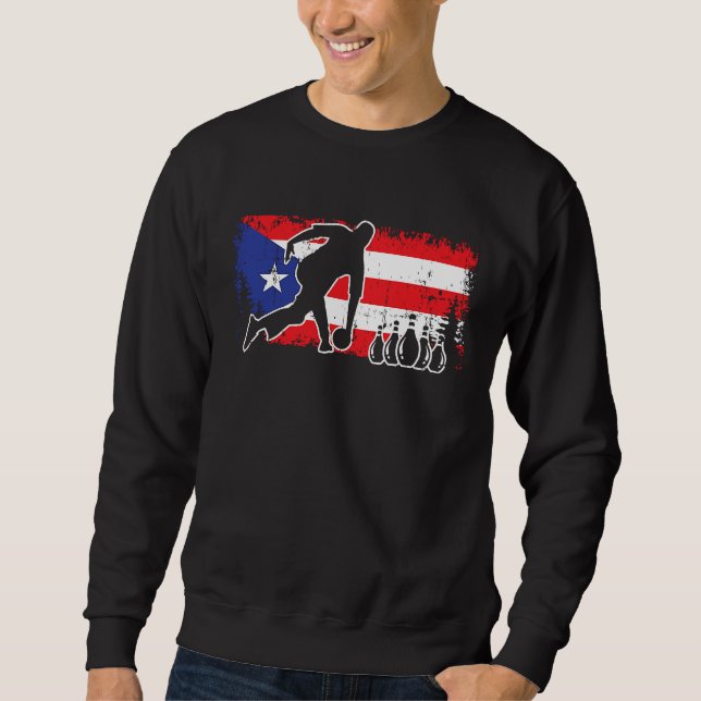 Sweatshirt Puerto Rico Flag Bowling League Team Coach Cool Bo (Devant)