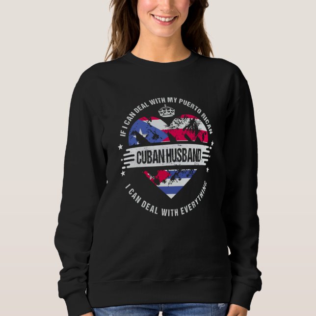 Sweatshirt Puerto Rico Flag Cuba Grown Husband Country (Devant)