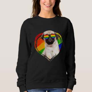 Sweatshirt Pug Dog Rainbow Heart Pet Gay Pride Lgbt