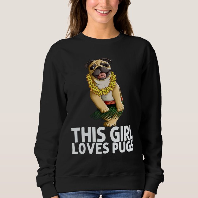 Sweatshirt Pug For Girls Kids Hula Dancer Aloha Pug  1 (Devant)