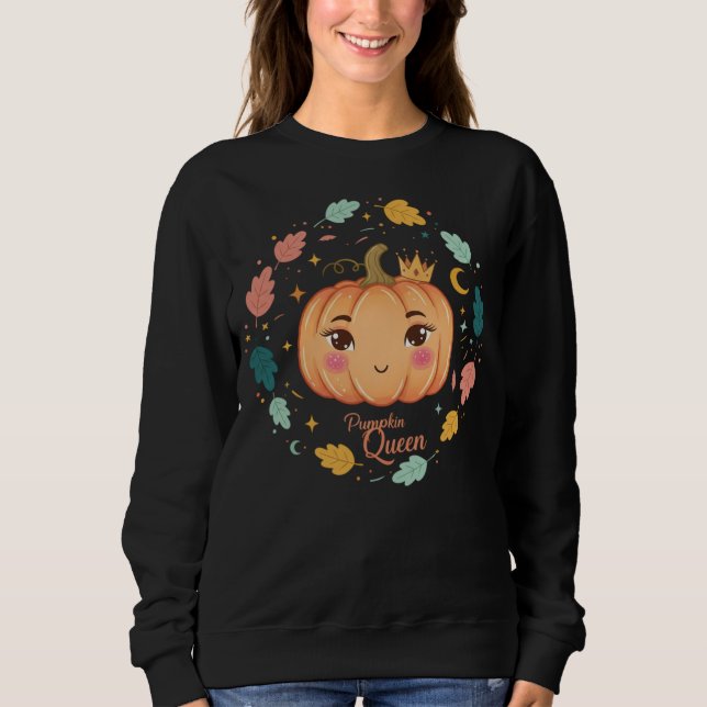 Sweatshirt Pumpkin Queen – Cute Minimalist Halloween Aestheti (Devant)