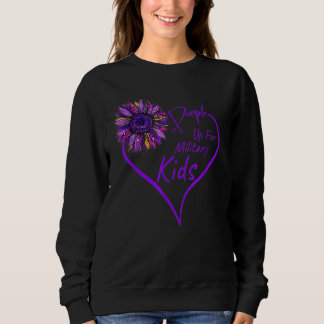 Sweatshirt Purple Up For Military Kids Mois Coeur Leopard Su