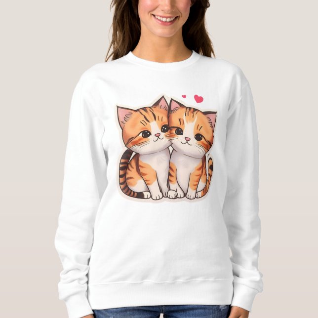 Sweatshirt “Purr-fect Pair” “Double the Whiskers, Double the  (Devant)