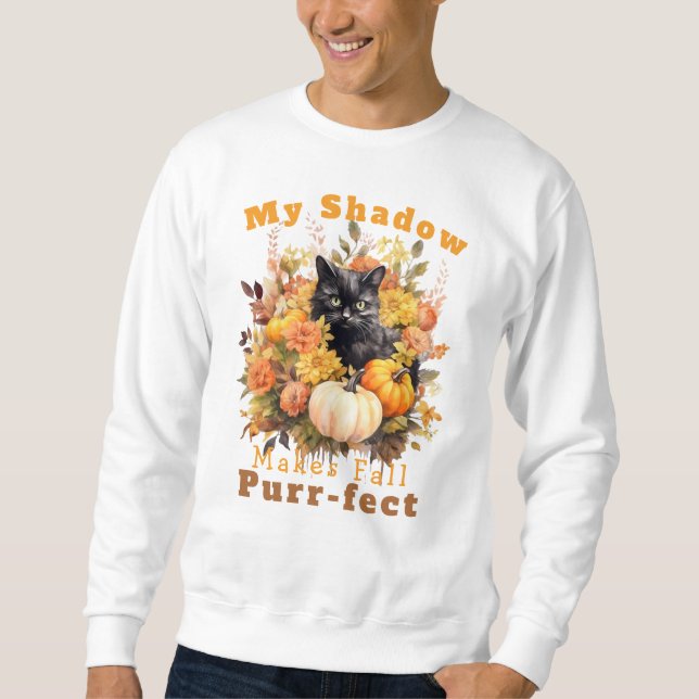 Sweatshirt Purr-fect personnalisé Ombre de chats d'automne (Devant)