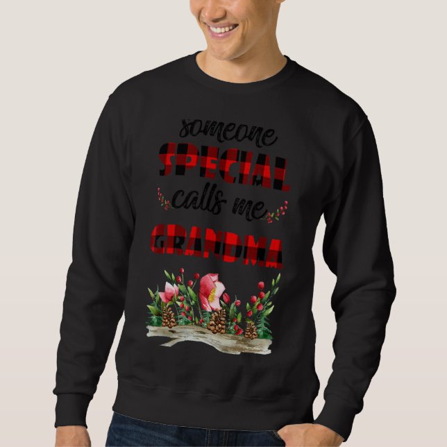 Sweatshirt Quelqu'Un M'Appelle Grandma Buffalo Plaid Flo (Devant)