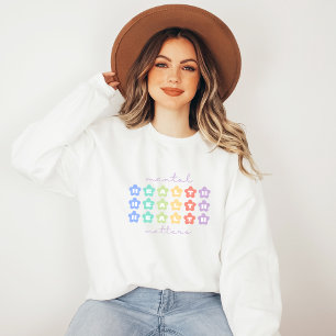 Sweatshirt Questions de santé mentale   Fleurs rétro Peach Ca