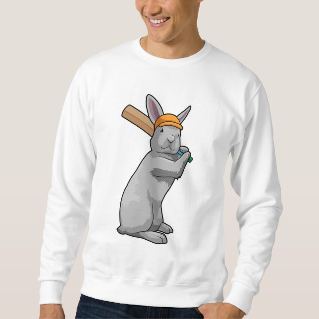 Sweatshirt Rabbit at Cricket with Cricket bat (Devant)