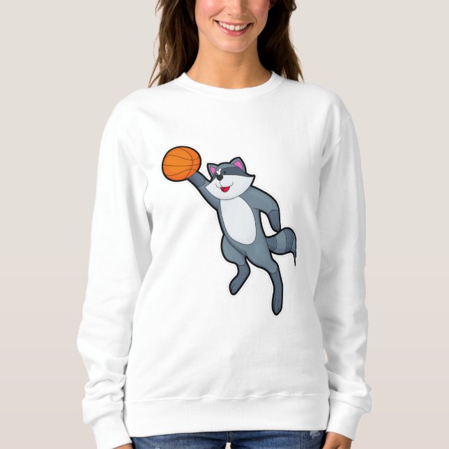 Sweatshirt Racon comme joueur de basket-ball avec basket-ball (Devant)