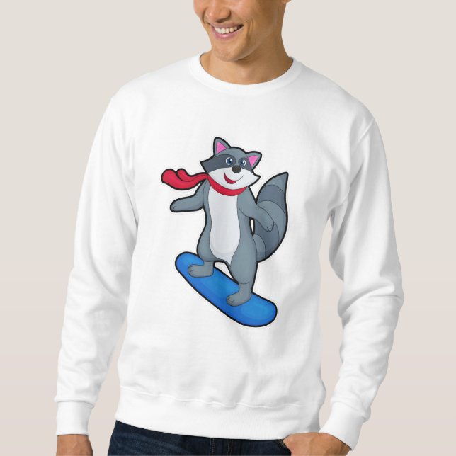 Sweatshirt Racon en Snowboard avec Snowboard & Scarf (Devant)