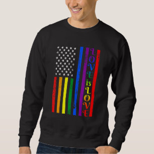 Sweatshirt Rainbow American Flag Gay pride LGBT Lesbian Outfi