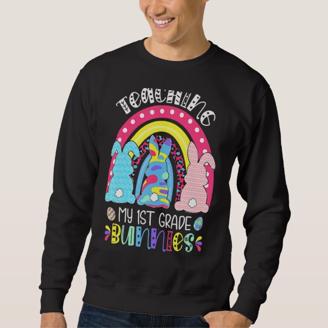 Sweatshirt Rainbow Enseigner mes lapins de 1ère année Pâques  (Devant)