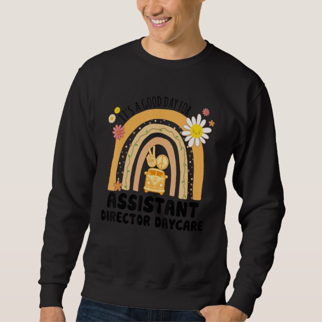Sweatshirt Rainbow Groovy Peace Assistant Director Daycare Vi (Devant)