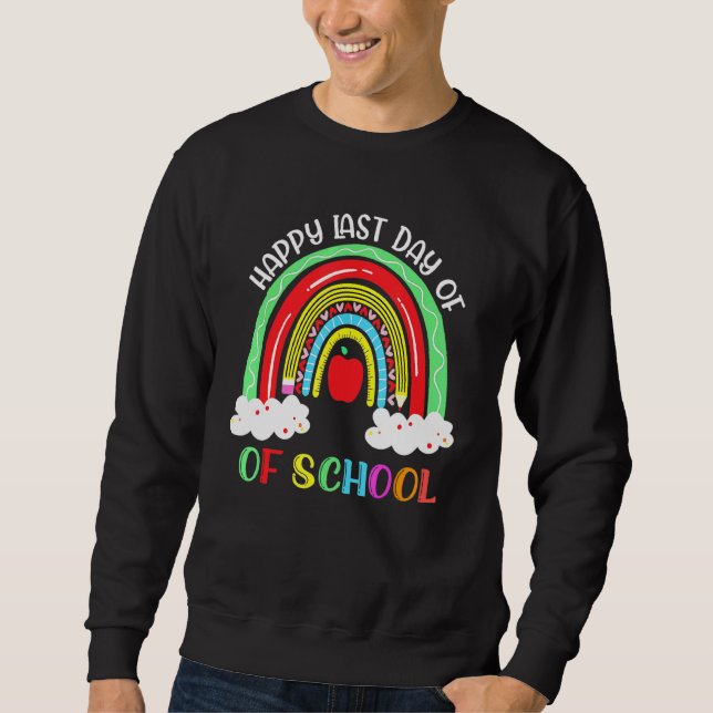 Sweatshirt Rainbow Joyeuse Dernière Journée D'Enseignant Garç (Devant)