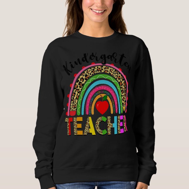 Sweatshirt Rainbow Leopard Kindergarten Team First Da (Devant)
