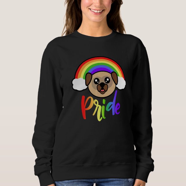 Sweatshirt Rainbow Pride Pug Cute LGBTQ Rainbow Pug   (Devant)