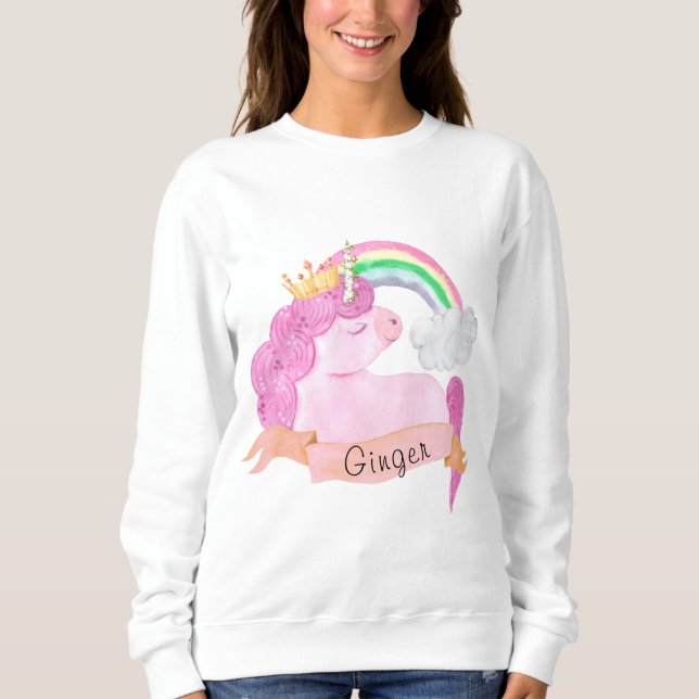 Sweatshirt 🌈 Rainbow Unicorn Nom personnalisé    (Devant)