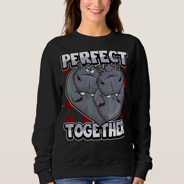 Sweatshirt Rapprocher Couple Parfait Ensemble Hippo Dans L'Am (Devant)