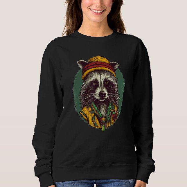 Sweatshirt Rasta Raccoon   Jamaican    Raccoon (Devant)
