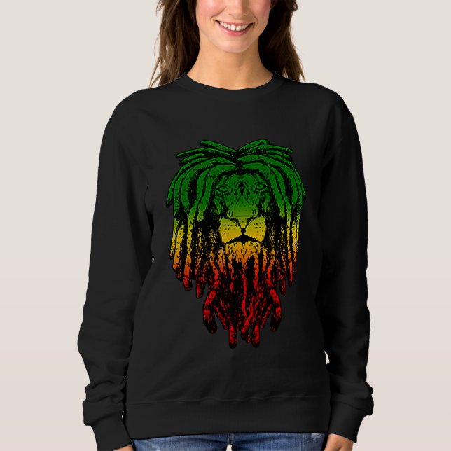 Sweatshirt Rasta Reggae Lion Of Judah Jamaican Roots Rastafar (Devant)