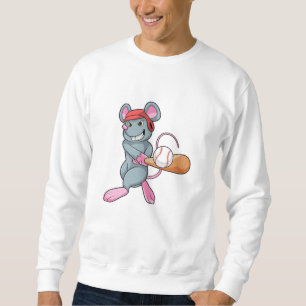 Sweatshirt Rat au baseball avec batte et casque de baseball