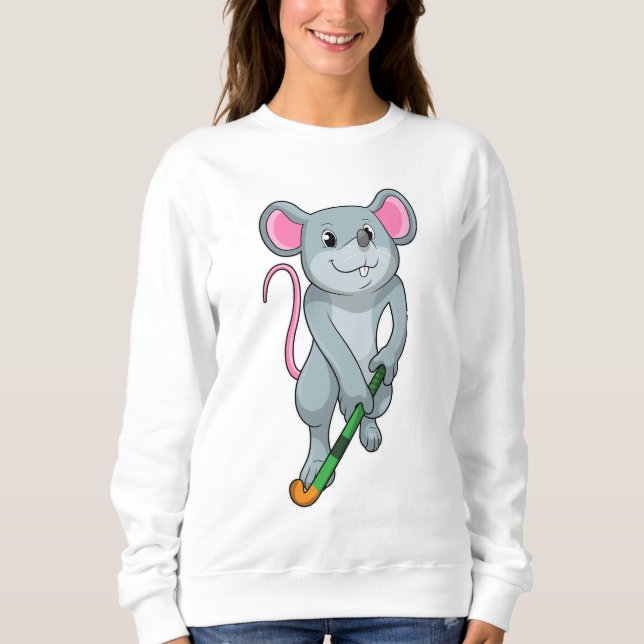 Sweatshirt Rat au hockey avec chauve-souris de hockey (Devant)