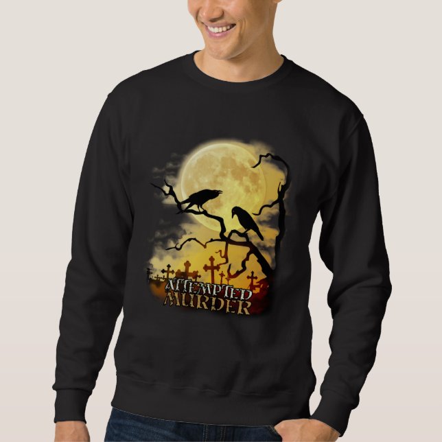 Sweatshirt Raven Crow Attempted Murder Retro Moon Wiccan Paga (Devant)