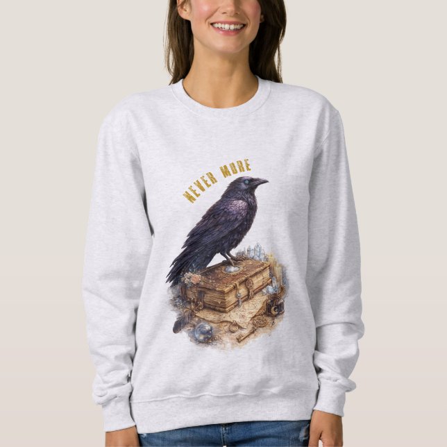 Sweatshirt Raven Never More Mystical Crow Unisex (Devant)